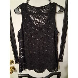 NWT Sheer Black Lace Whimsigoth Goth Tank Top Blouse L